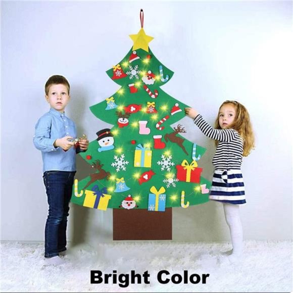 4FT DIY Felt Christmas Tree Set with 36pcs Ornaments 5M 50LED Warm White LED - Picture 6 of 8